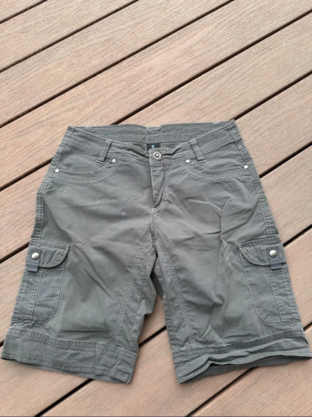 Kuhl Olive Gray Women's Cargo Shorts with Snap Pockets